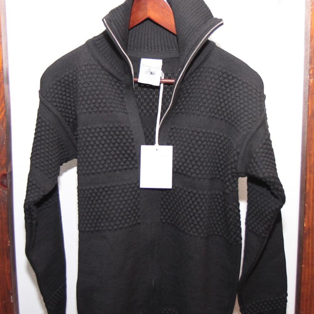 NWT SNS Herning Fisherman Full Zip Black XS Rollneck Turtleneck